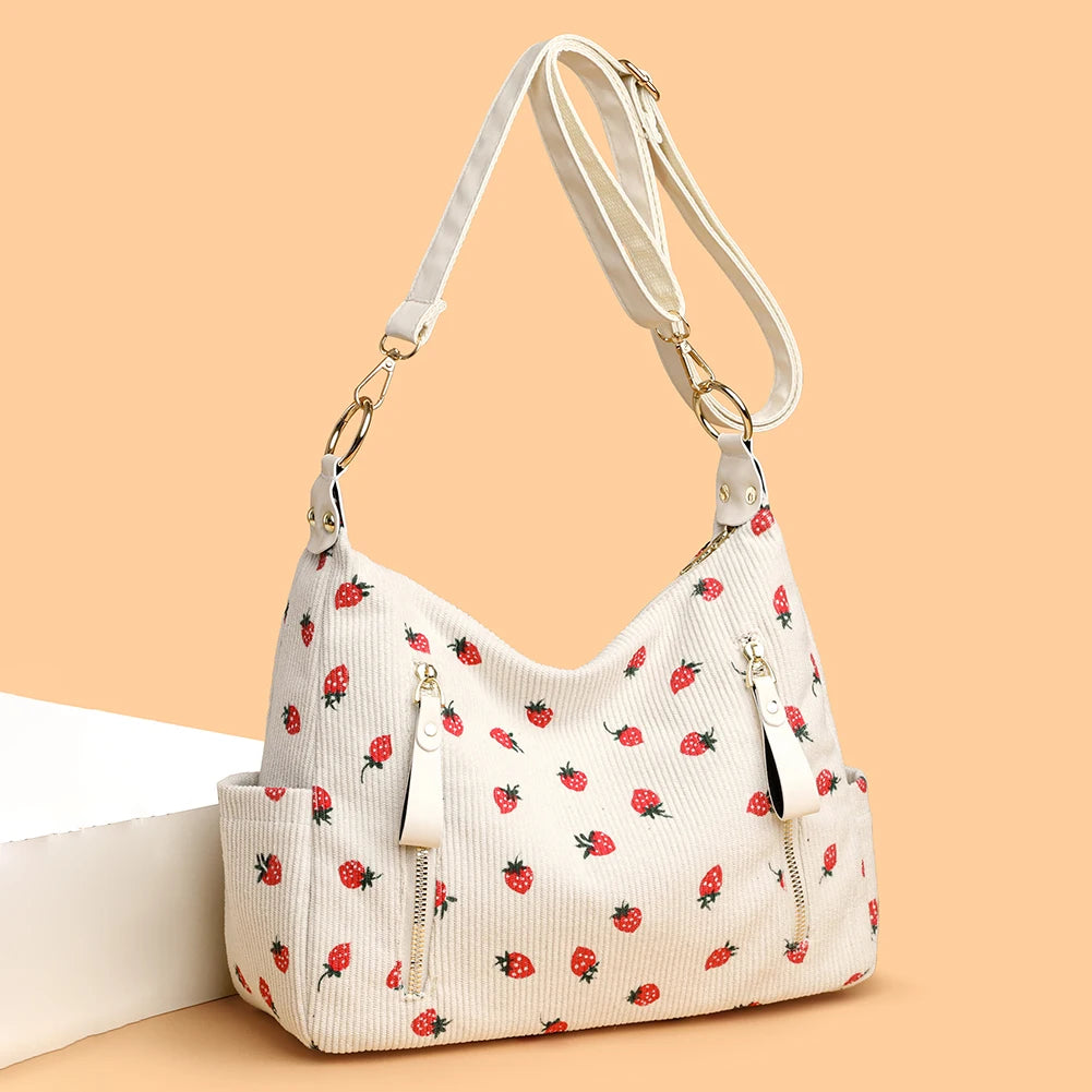 Women’s Corduroy Strawberry Crossbody Bag